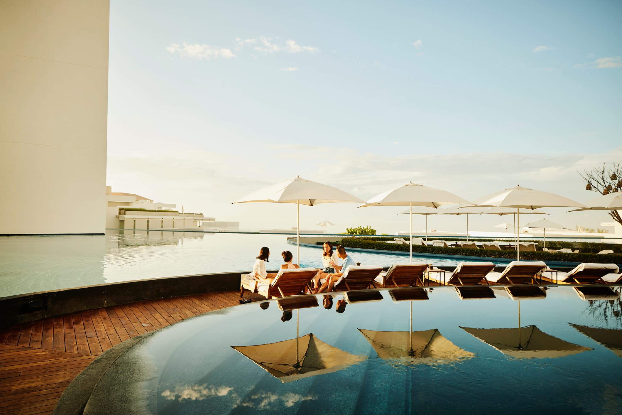 Sunny resort with pool